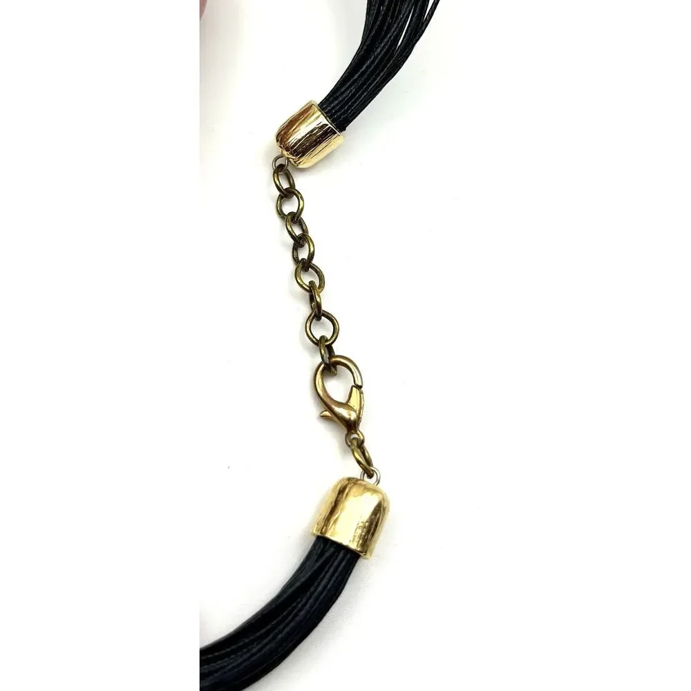 Multi Strand Necklaces Black And Gold & Silver Circle Pedant Pendants Women's